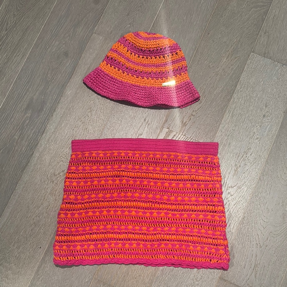 Colorful Bydee Crochet Hat and Skirt Set